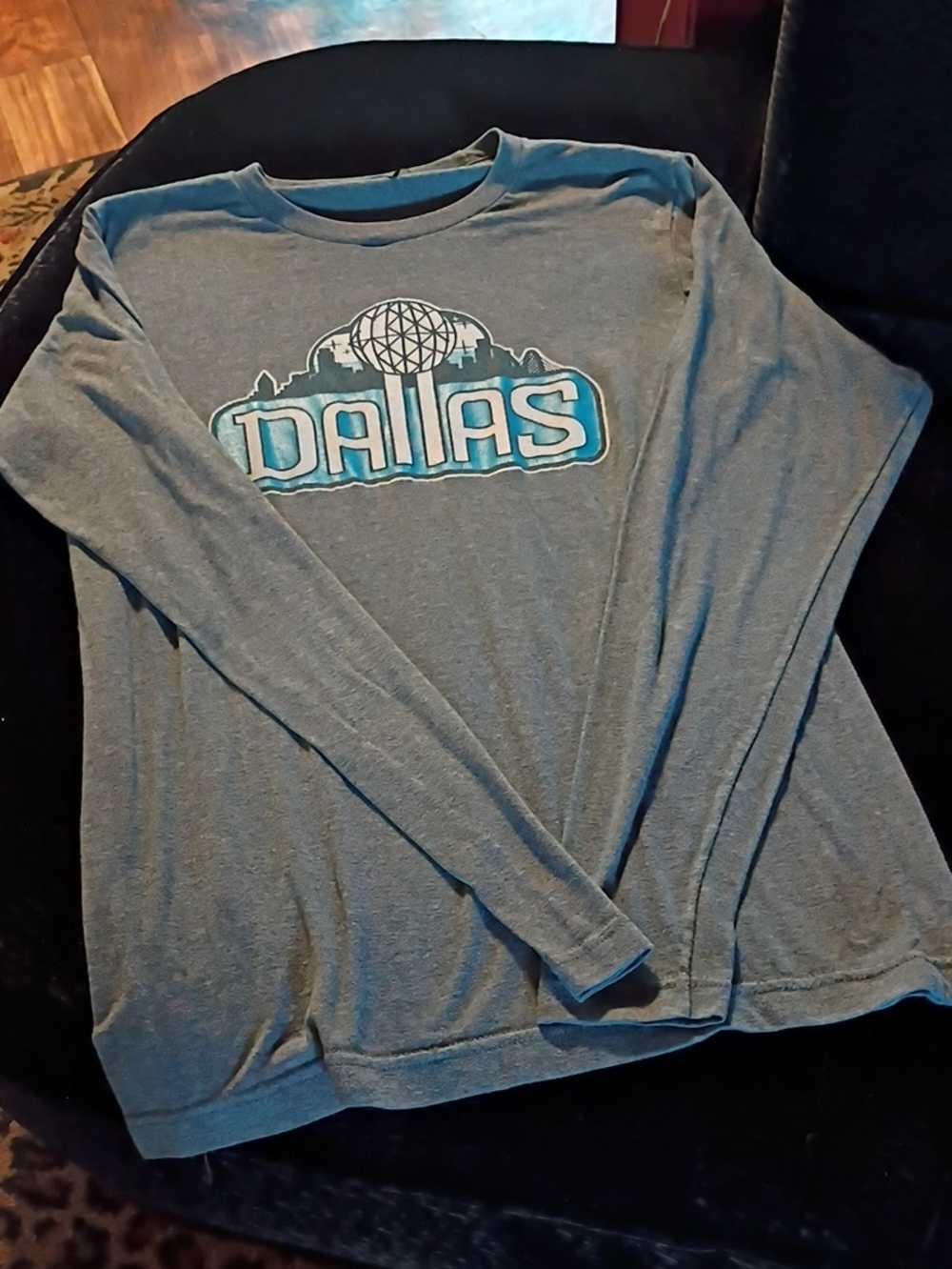 Tultex Women's Long Sleeve Dallas Graphic Tee - Light Blue Heather